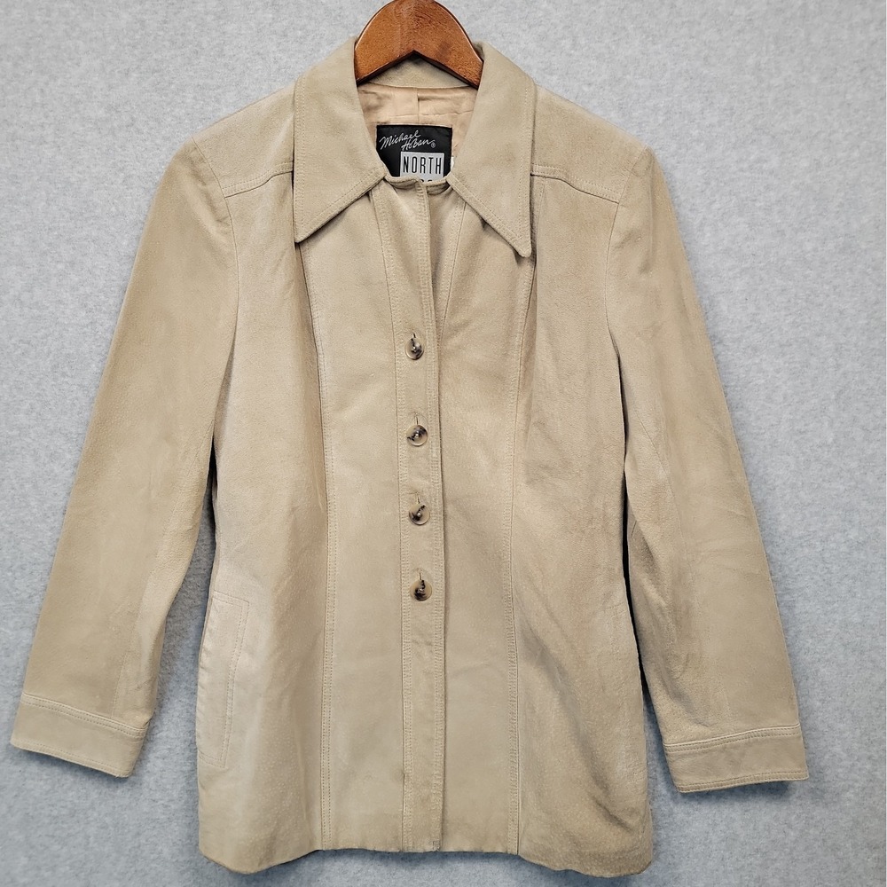 Michael Hoban North Beach Leather Jacket Vintage 90s Tan Suede Women's Sz 6